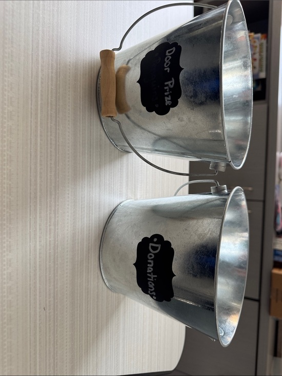 Other - 🪣 Set of 2 Galvanized Metal Buckets w/ Chalkboard Labels ✏️